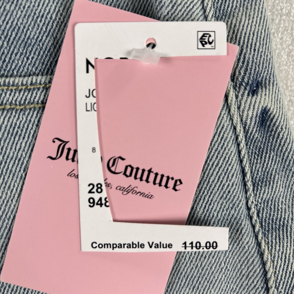 Juicy Couture Lunita Wide Leg Cargo Jeans Size 28 Medium Wash Y2K NWT($110) - Picture 8 of 13